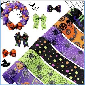 NWT Chuangdi‎ 6 Rolls 30 Yards Halloween Wired Edge Ribbon Set